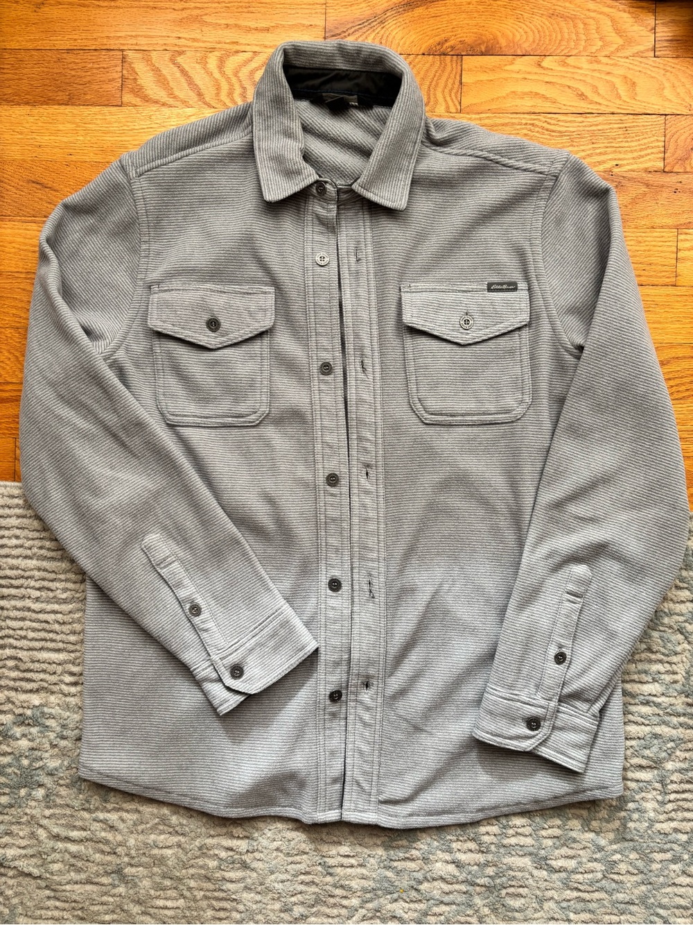 Men's Grey Eddie Bauer Fleece Button-Up Shirt